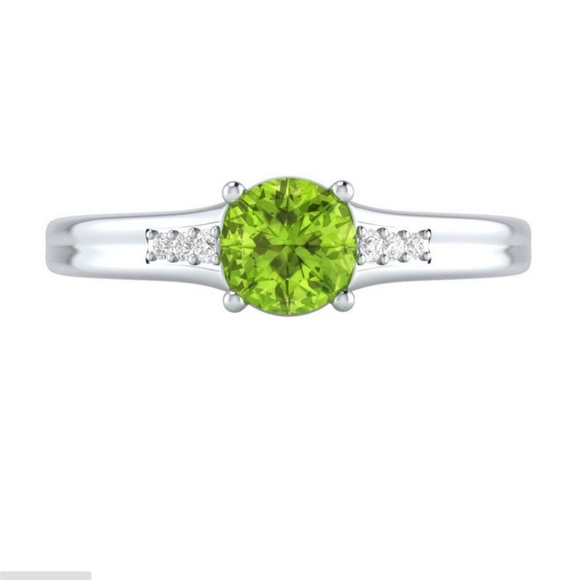 Elegant Women 925 Silver Ring Round Cut Peridot - Picture 3 of 3